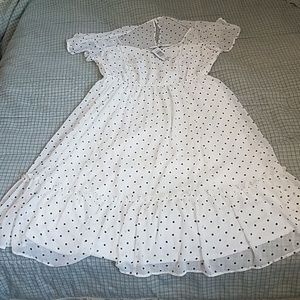 Torrid size 2 white dress with polka dots